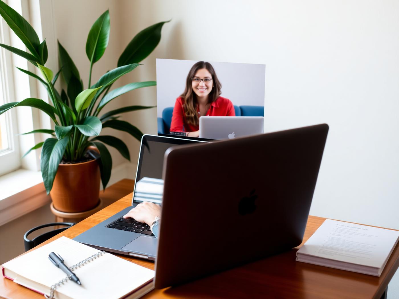 Online tutor teaching from a home office